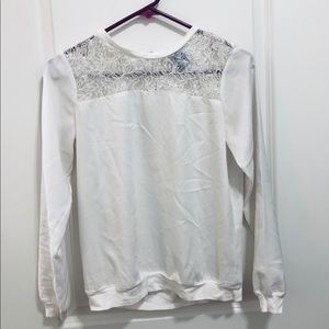 White Long Sleeve Lace Blouse